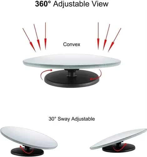 Auto Thrill 3R 360° Adjustable Round Blind Spot Mirror for Car ORVM – Frameless Convex Wide Angle Parking Mirror, Water Resistant, Easy Install, Pack of 2 for Cars, Trucks & Bikes