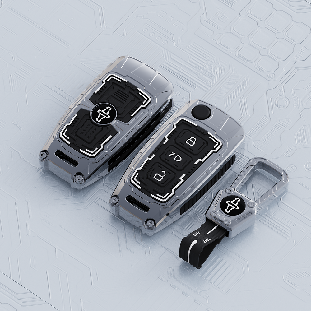 AutoThrill Premium Cortex Silver Key Cover Compatible with Tata Tiago | Nexon | Altroz | Safari | Storme | Zest | Bolt | Tigor | Punch | Hexa 3 Button Flip Key