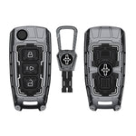 AutoThrill Premium Cortex Silver Key Cover Compatible with Tata Tiago | Nexon | Altroz | Safari | Storme | Zest | Bolt | Tigor | Punch | Hexa 3 Button Flip Key