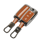 AutoThrill Premium Metal Chrome Brown Key Cover Compatible with Tata Tiago | Nexon | Altroz | Safari | Storme | Zest | Bolt | Tigor | Punch | Hexa 3 Button Flip Key