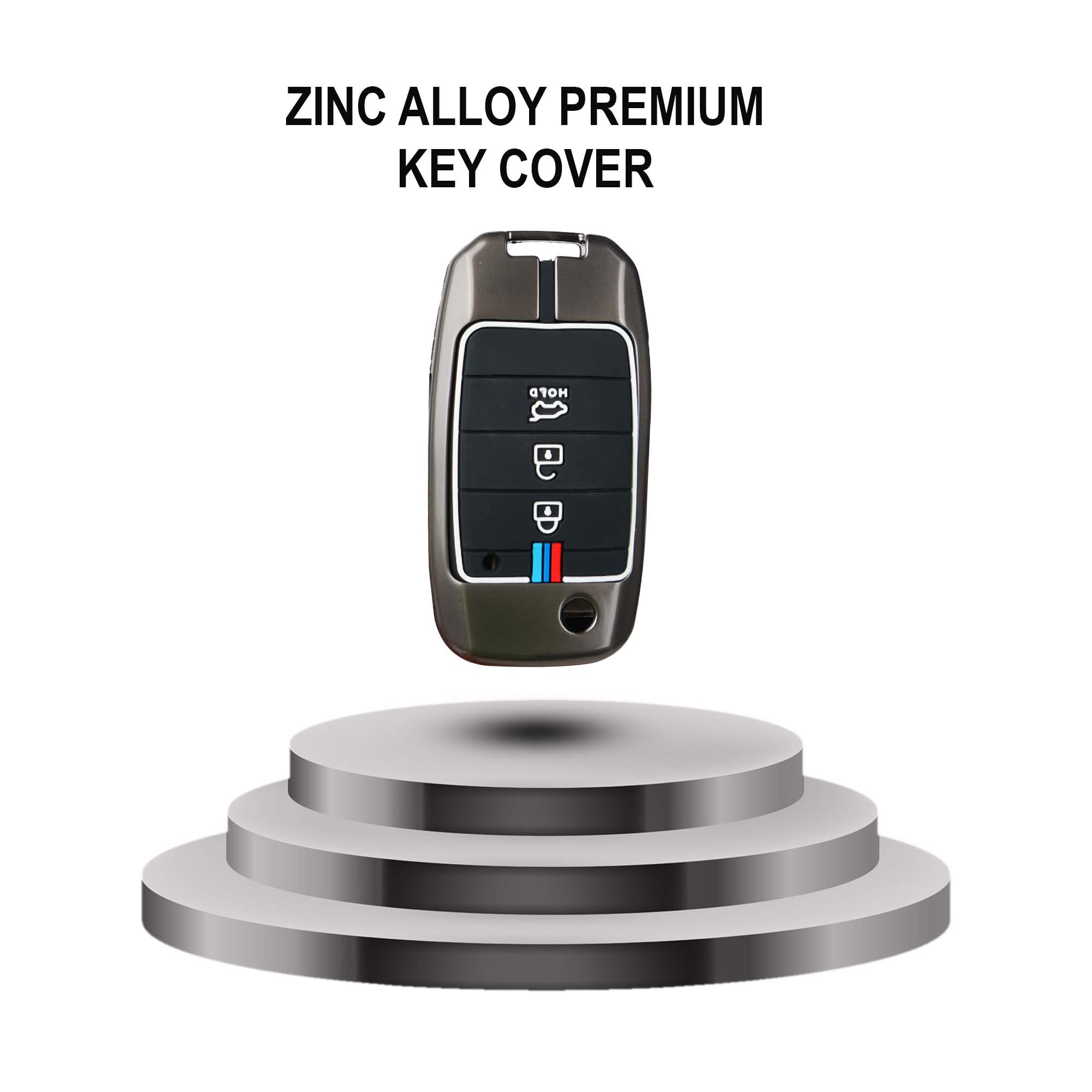 Auto Thrill Premium Key Cover Compatible for Kia 3 Button Flip Key suitable for Seltos, Sonet.