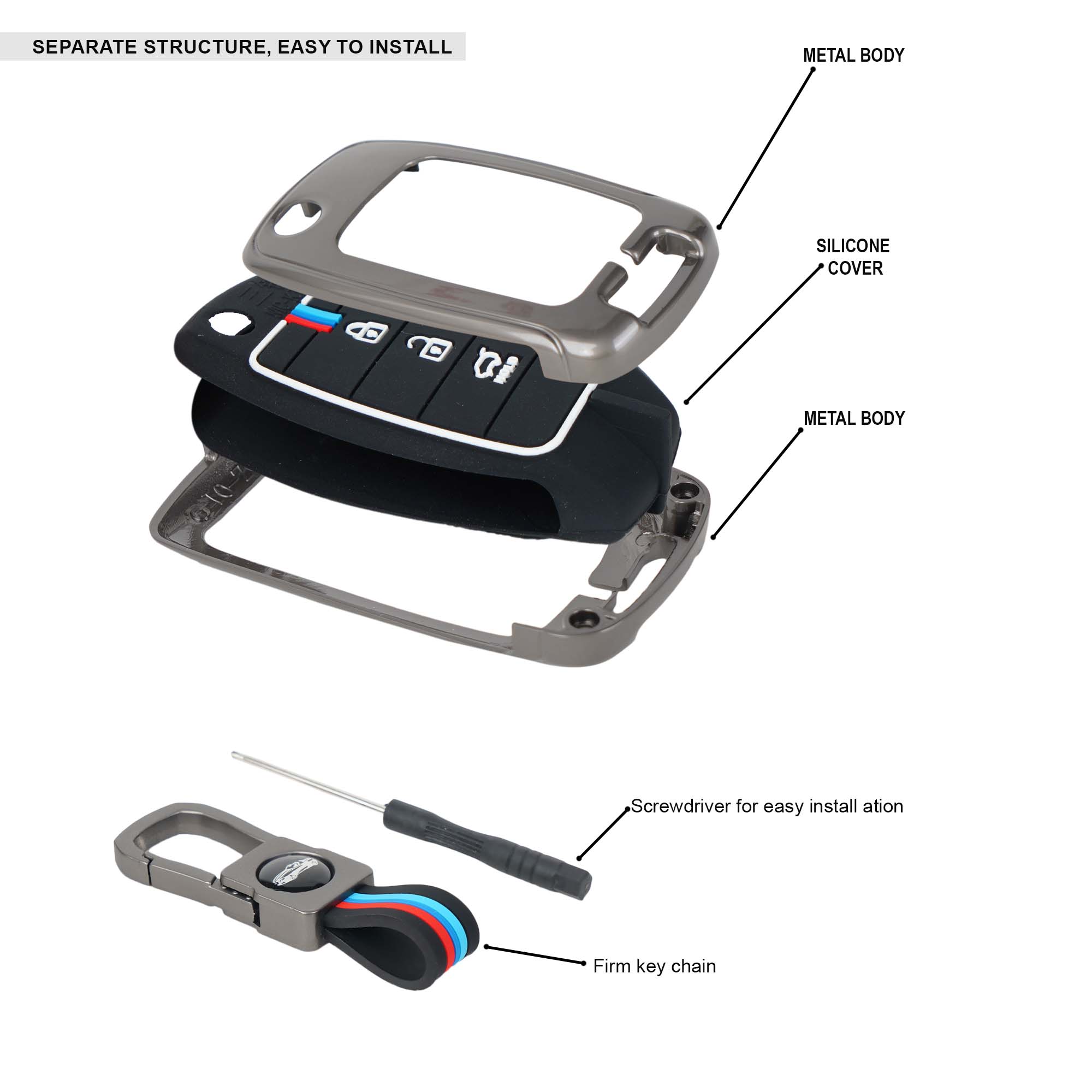 Auto Thrill Premium Key Cover Compatible for Kia 3 Button Flip Key suitable for Seltos, Sonet.
