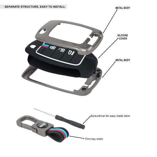 Auto Thrill Premium Key Cover Compatible for Kia 3 Button Flip Key suitable for Seltos, Sonet.