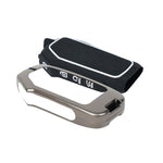 Black and silver car key fob cover on a white background