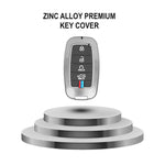 Zinc alloy premium key cover on a white background with text