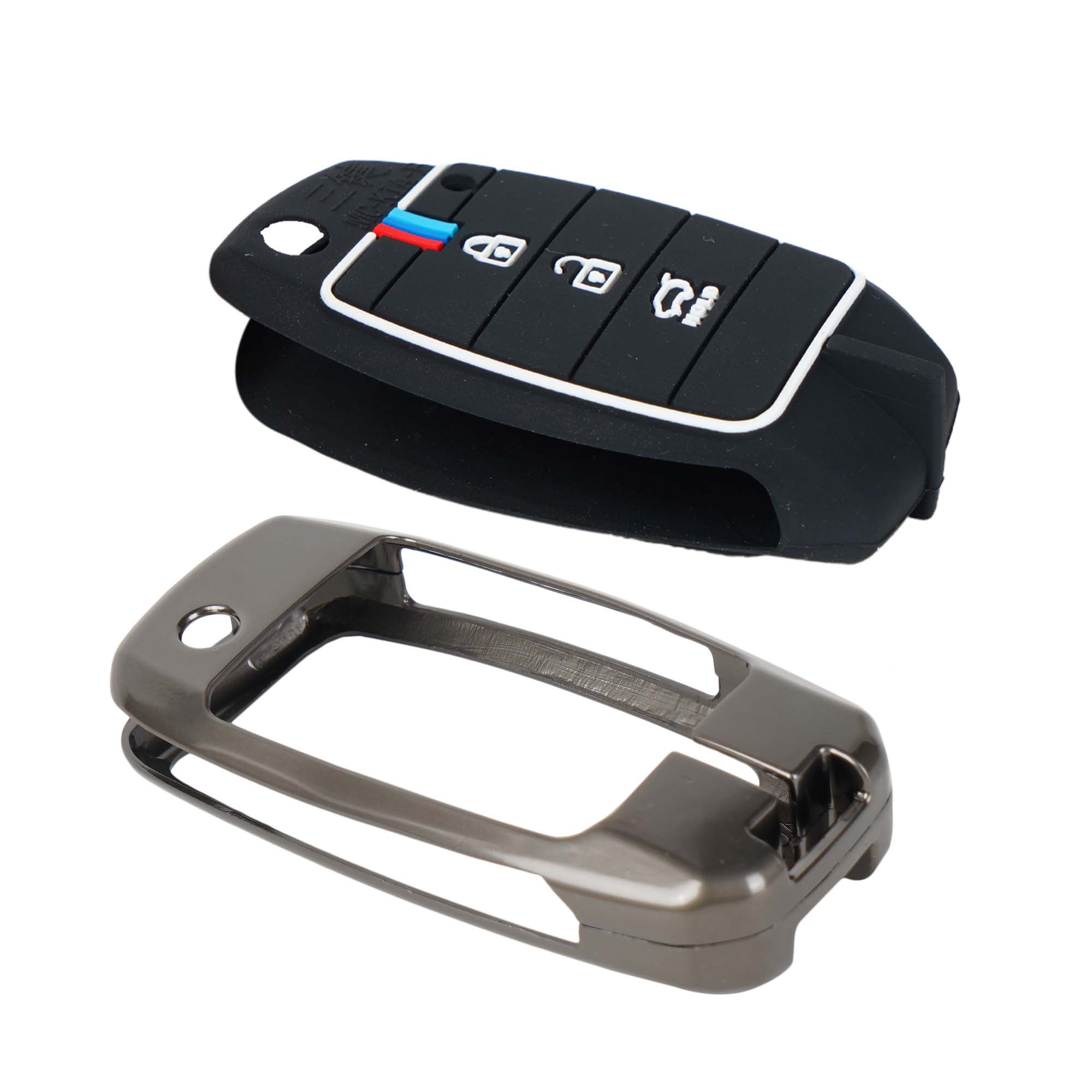 Auto Thrill Premium Key Cover Compatible for Kia 3 Button Flip Key suitable for Seltos, Sonet.