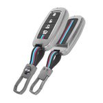 Car key fob cover with keychain on a white background