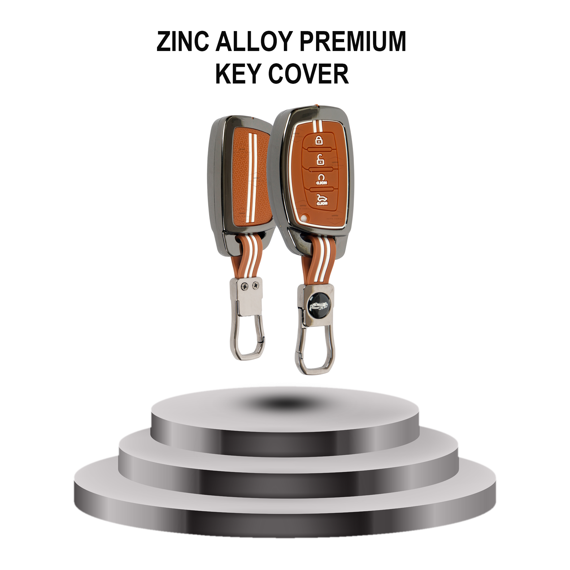 Auto thrill Premium Metal Key Cover Compatible with Hyundai Alcazar and Creta Car 4 Button Smart Key