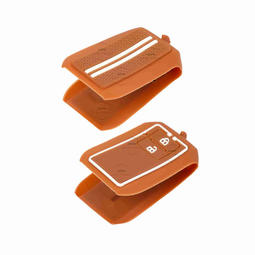 Auto Thrill Premium Chrome Brown Key Cover for Baleno, Grand Vitara, XL6, Swift, Brezza, Celerio, Ignis, Ertiga, Dzire, Fronx, Rumion, Glanza, Hyryder - 2 Button Smart Key