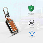 Auto Thrill Premium Chrome Brown Key Cover for Baleno, Grand Vitara, XL6, Swift, Brezza, Celerio, Ignis, Ertiga, Dzire, Fronx, Rumion, Glanza, Hyryder - 2 Button Smart Key