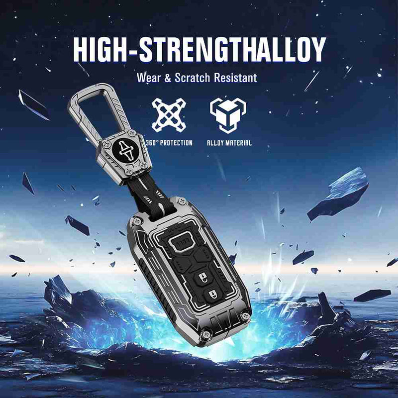 Auto Thrill Premium Cortex Silver Key Cover for Baleno, Grand Vitara, XL6, Swift, Brezza, Celerio, Ignis, Ertiga, Dzire, Fronx, Rumion, Glanza, Hyryder - 2 Button Smart Key