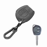 Auto Thrill Premium Leather Black Key Cover Compitable for Suzuki Swift | Ertiga | Wagonr | Celerio | Swift Dzire | Alto | Fronx | Brezza | S Presso | Ignis | 2 Button Remote Key