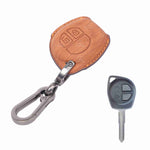 Auto Thrill Premium Leather Brown Key Cover Compitable for Suzuki Swift | Ertiga | Wagonr | Celerio | Swift Dzire | Alto | Fronx | Brezza | S Presso | Ignis | 2 Button Remote Key