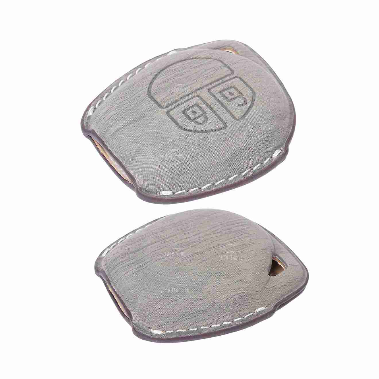 Auto Thrill Premium Leather Gray Key Cover Compitable for Suzuki Swift | Ertiga | Wagonr | Celerio | Swift Dzire | Alto | Fronx | Brezza | S Presso | Ignis | 2 Button Remote Key