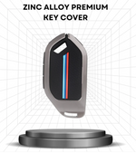 Zinc alloy premium key cover with color stripes on a white background