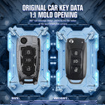 AutoThrill Premium Cortex Silver Key Cover Compatible with Tata Tiago | Nexon | Altroz | Safari | Storme | Zest | Bolt | Tigor | Punch | Hexa 3 Button Flip Key
