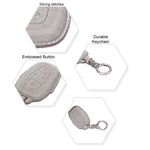AutoThrill Premium Grey Leather Key Cover Compatible with Tata Harrier | Safari | Nexon | Altroz | Tigor | EV | Punch | Tiago EV Electric - 4 Button Smart Key Only