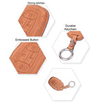 AutoThrill Premium Brown Leather Key Cover Compatible with Tata Harrier | Safari | Nexon | Altroz | Tigor | EV | Punch | Tiago EV Electric - 4 Button Smart Key Only