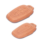 AutoThrill Premium Brown Leather Key Cover Compatible with Tata Harrier | Safari | Nexon | Altroz | Tigor | EV | Punch | Tiago EV Electric - 4 Button Smart Key Only