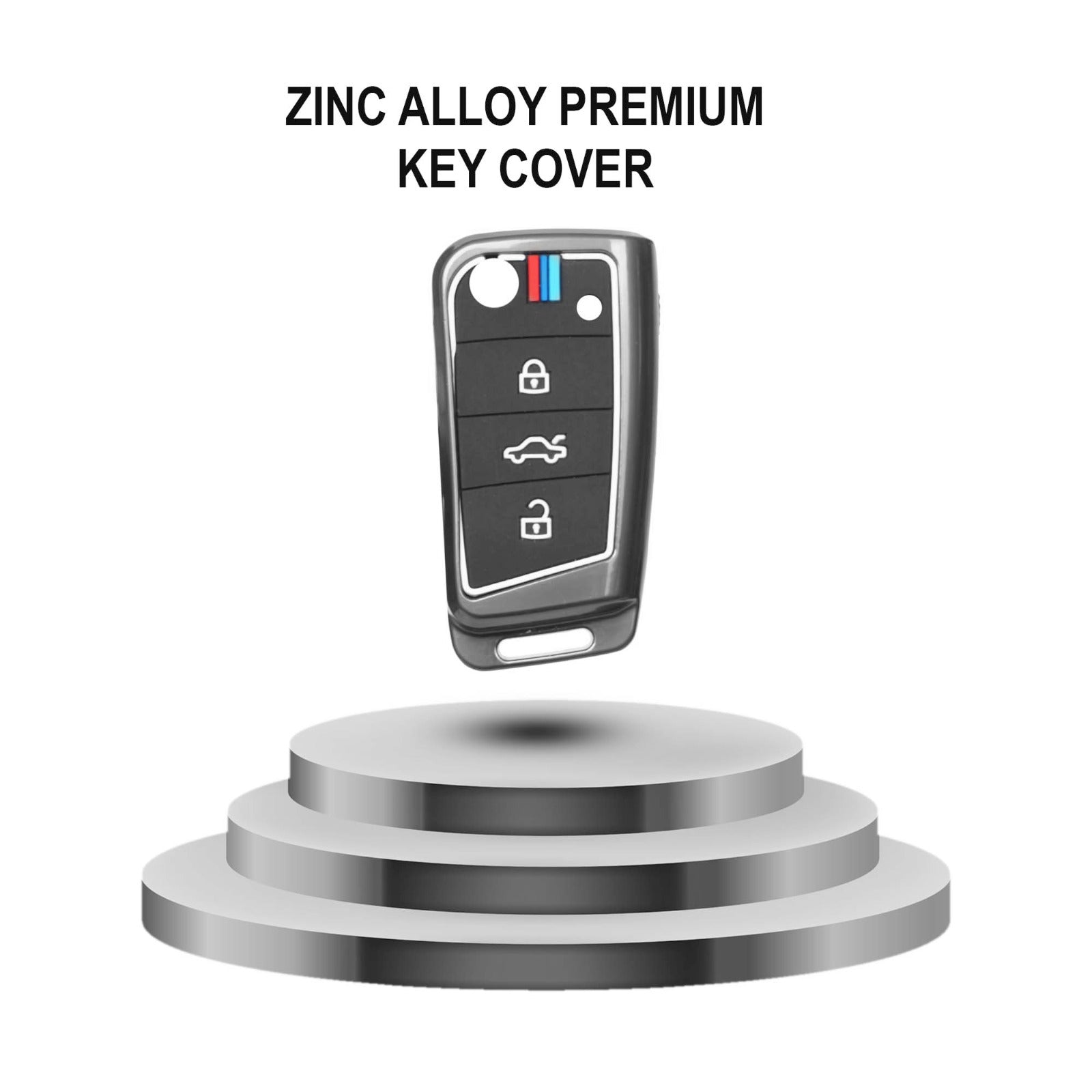 Premium zinc alloy key cover for Skoda Volkswagen 3 button flip key