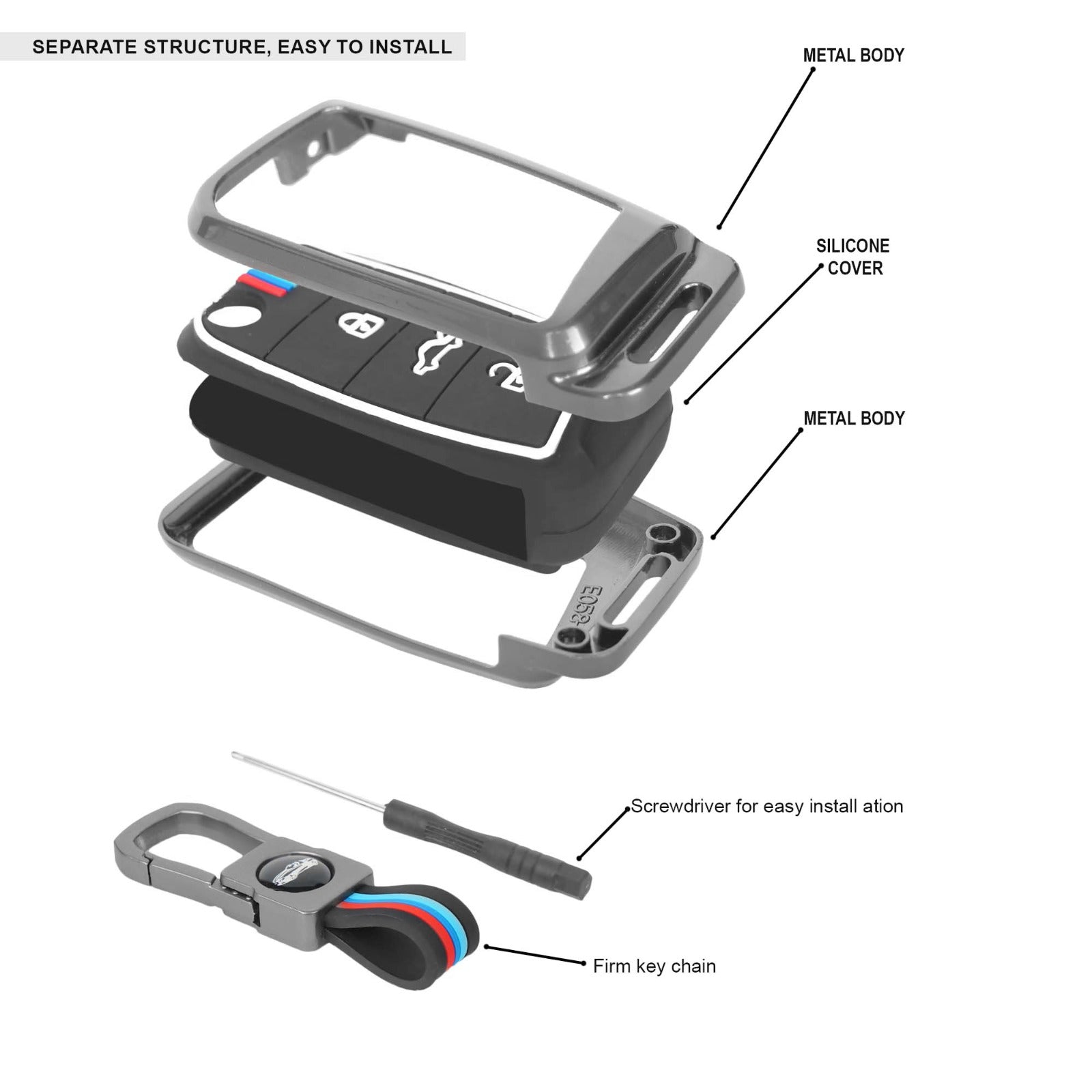 Skoda Volkswagen key cover set with screwdriver and keychain