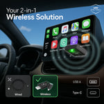 AutoThrill 2-in-1 Wireless Car Adapter | Convert Wired Android Auto & CarPlay to Wireless | Bluetooth Connectivity | Compatible with OEM Stereo Screen Wired Android Auto/CarPlay