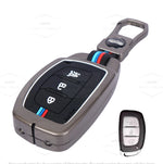 Premium metal smart key cover with silicone protection and stylish gunmetal finish for daily key safety
