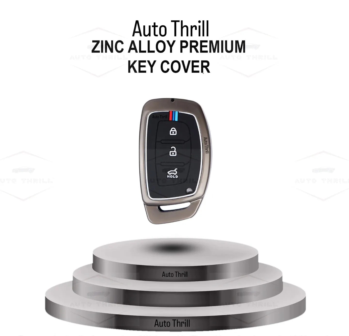Heavy duty silicone key cover with anti scratch metal frame and durable keychain attachment