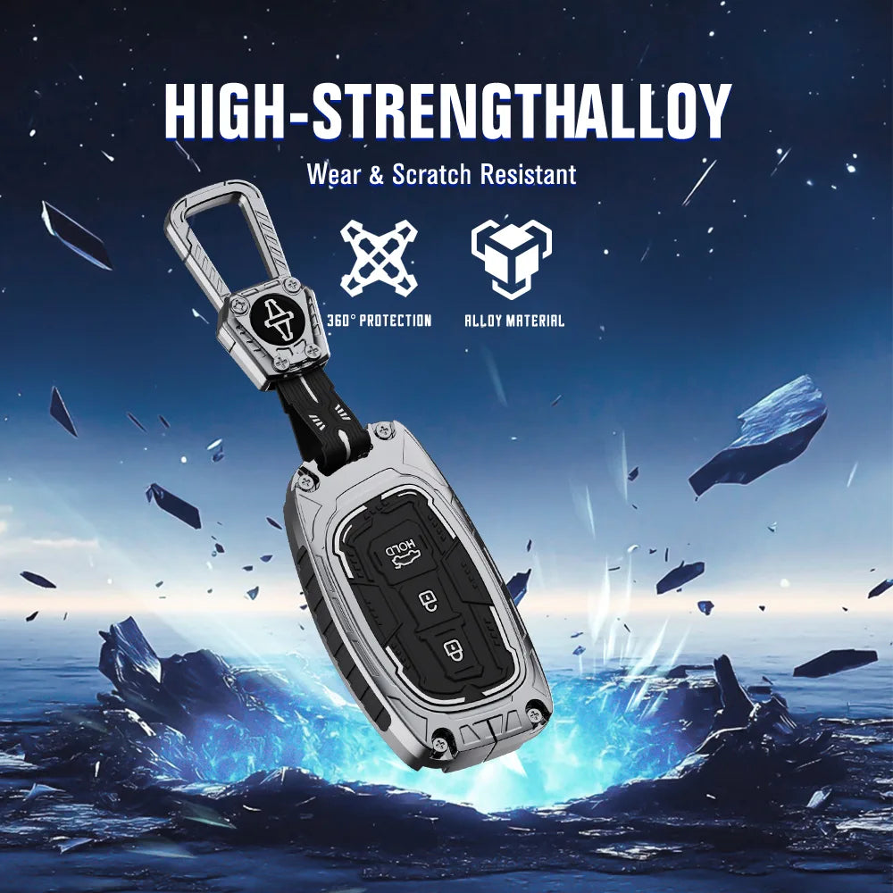 Premium metal silicone car key cover with 360 degree protection and scratch resistant alloy body for smart car keys