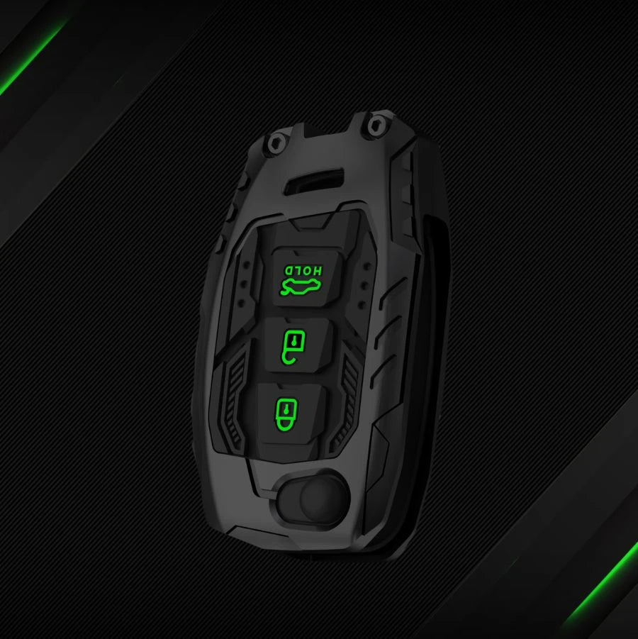 Auto Thrill Premium Metal Transform Black Key Cover Compatible with Hyundai i20 | Creta | Venue | Tucson | Alcazar | Verna | Xcent | Aura | Elantra | 3 Button Flip Key only