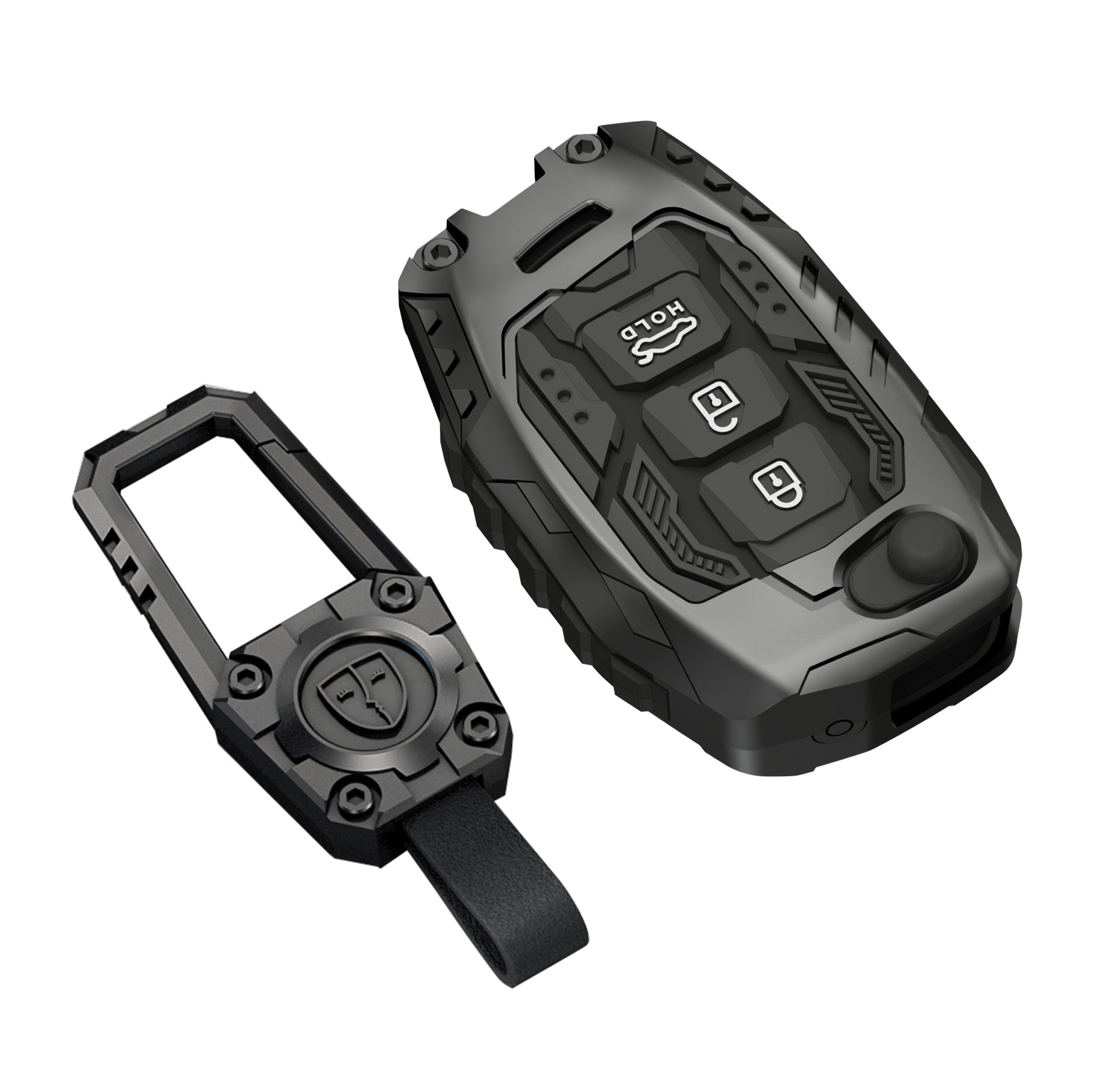 Auto Thrill Premium Metal Transform Black Key Cover Compatible with Hyundai i20 | Creta | Venue | Tucson | Alcazar | Verna | Xcent | Aura | Elantra | 3 Button Flip Key only