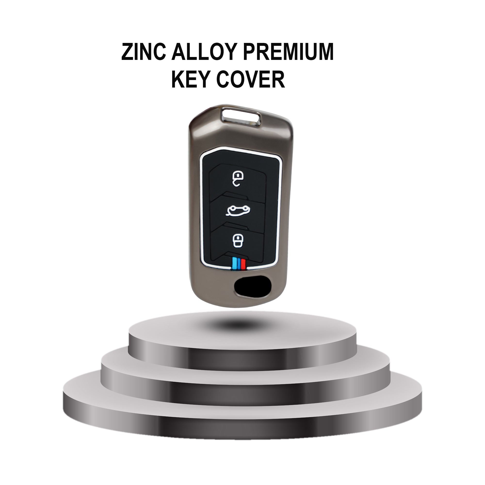 Zinc alloy premium key cover with remote control on a white background