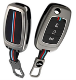 Car key fob cover with keychain on a white background