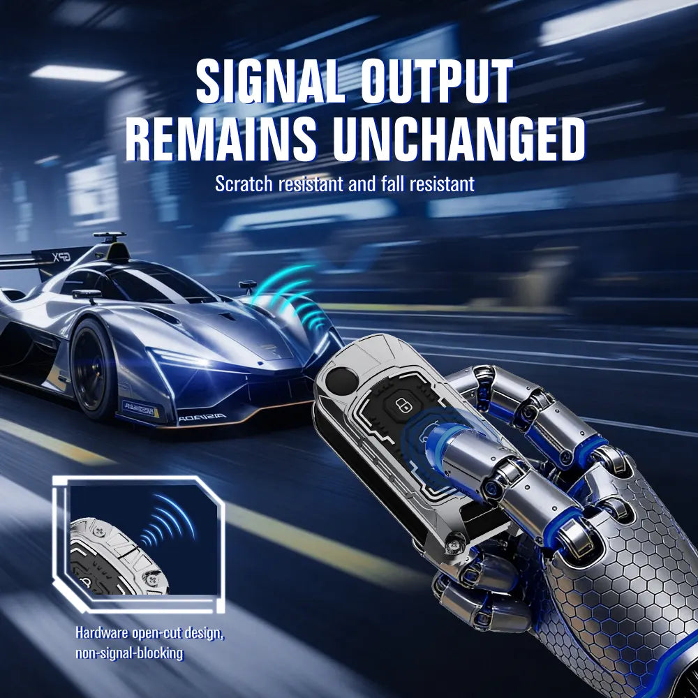 Modern metallic key shell with glow in dark accents and durable shockproof construction