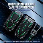 Luxury zinc alloy key case with luminous silicone edges and rugged protection