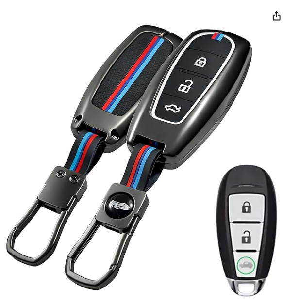 Car key fob with keychain and additional remote on a white background