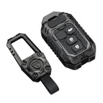 Black rugged key fob cover with keychain on a white background