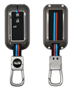 Car key fob cover with detachable strap featuring BMW logo on a white background