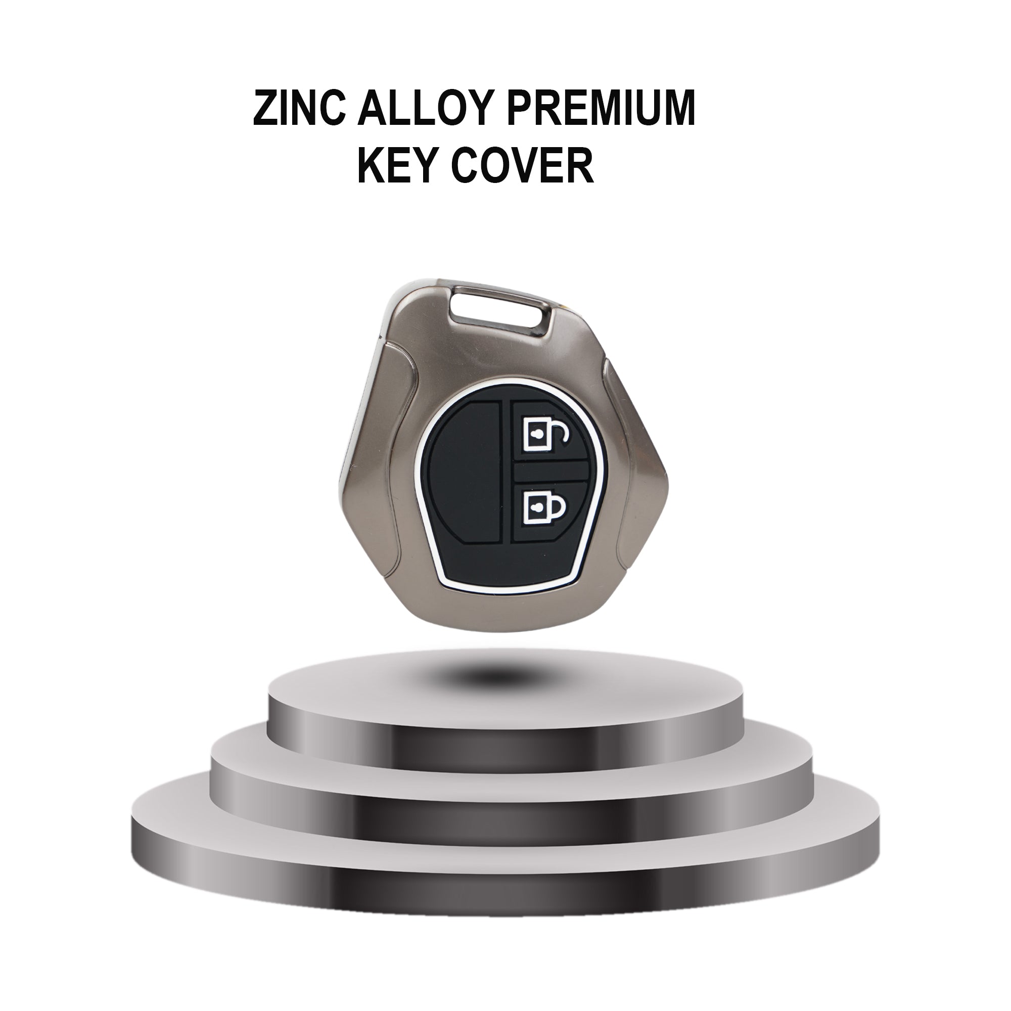 Auto Thrill Premium Metal Silicone Black Key Cover Compitable for Suzuki Swift | Ertiga | Wagonr | Celerio | Swift Dzire | Alto | Fronx | Brezza | S Presso | Ignis | 2 Button Remote Key