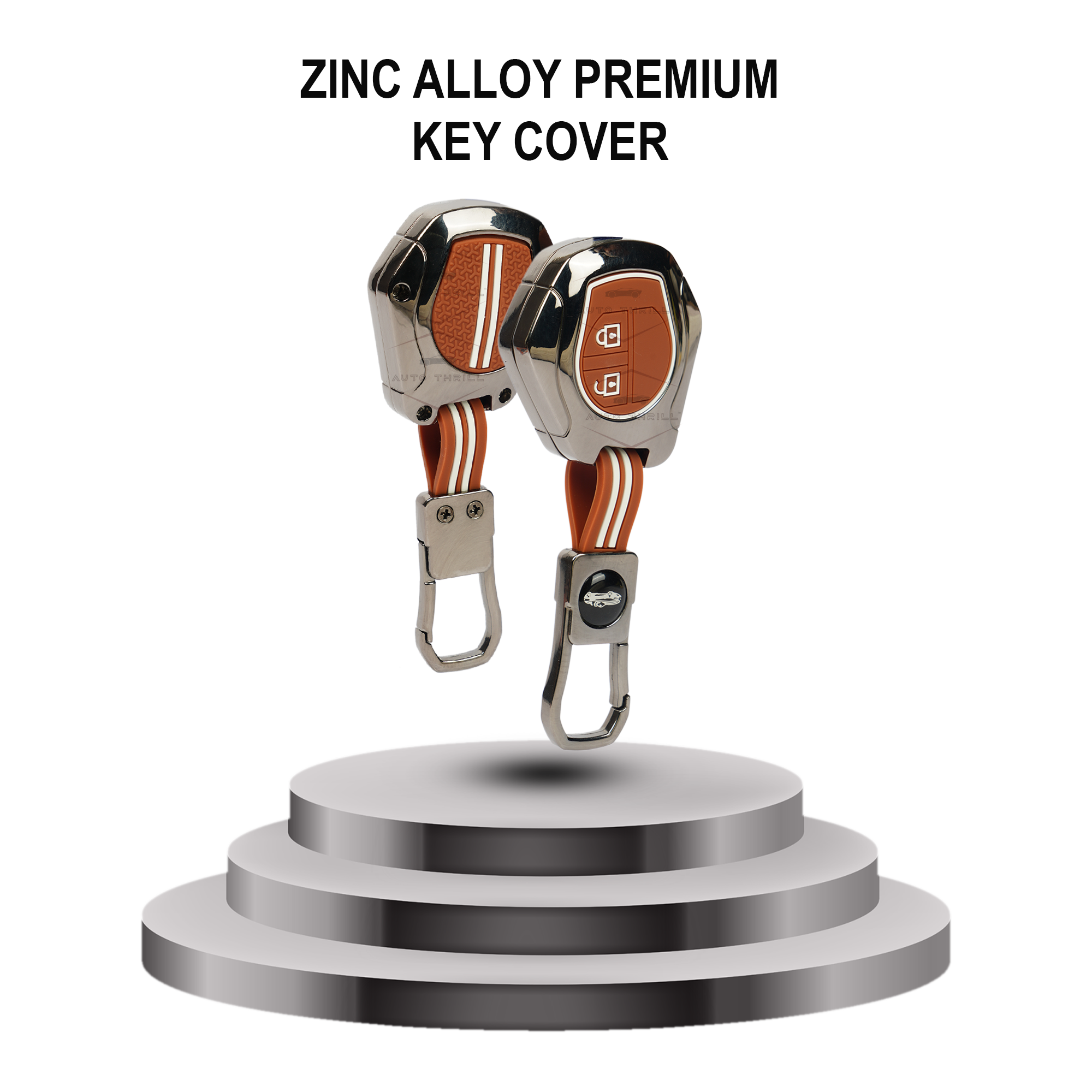 Auto Thrill Premium Chrome Brown Key Cover Compitable for Suzuki Swift | Ertiga | Wagonr | Celerio | Swift Dzire | Alto | Fronx | Brezza | S Presso | Ignis | 2 Button Remote Key