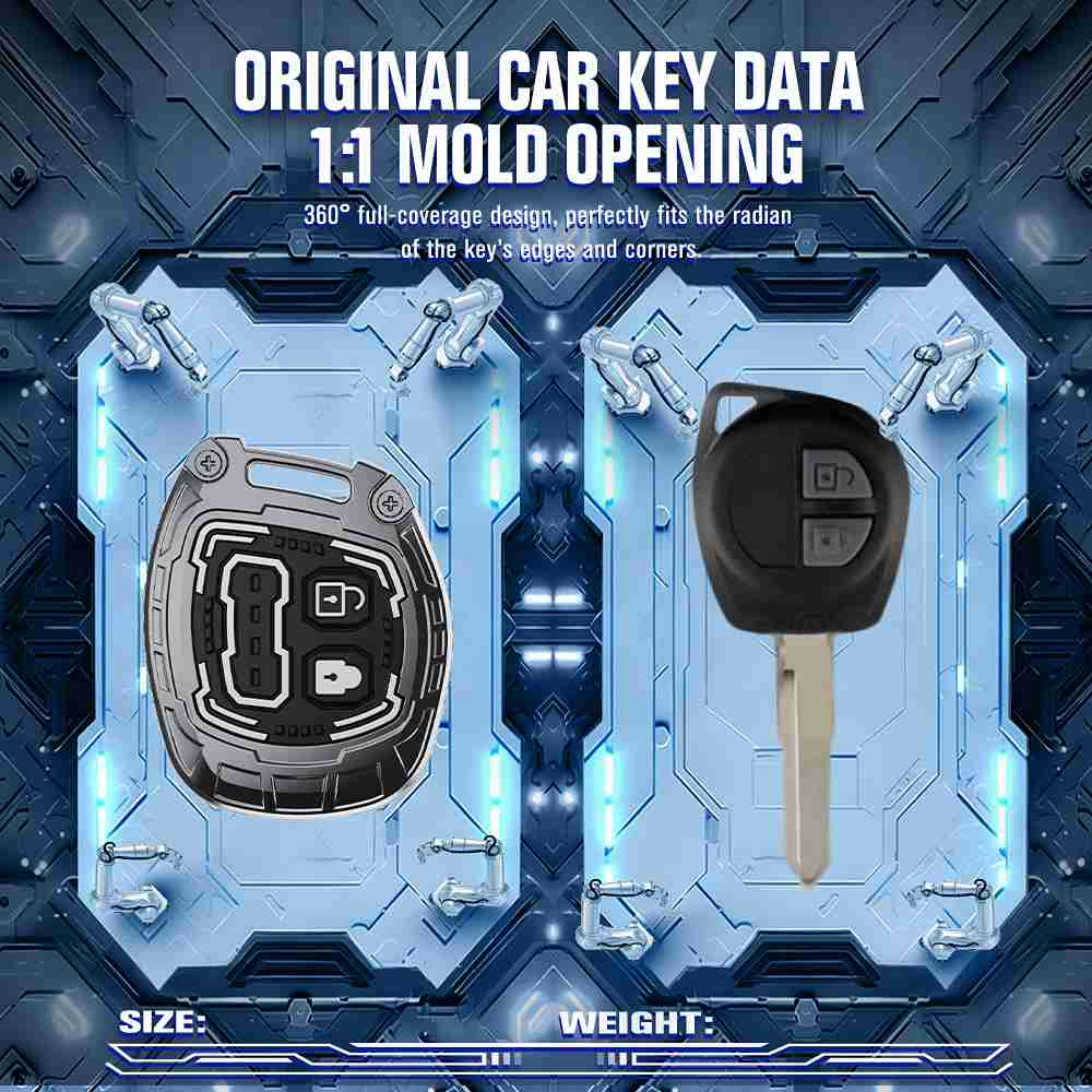 Auto Thrill Premium Cortex Silver Key Cover Compitable for Suzuki Swift | Ertiga | Wagonr | Celerio | Swift Dzire | Alto | Fronx | Brezza | S Presso | Ignis | 2 Button Remote Key