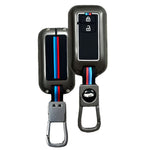 Auto Thrill 2 button smart key cover for Baleno Swift Brezza Dzire Fronx Grand Vitara with black metal silicone finish and hook clip
