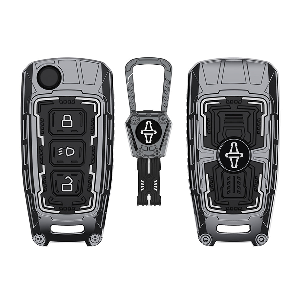 Key fob and carabiner set with a brand logo on a white background