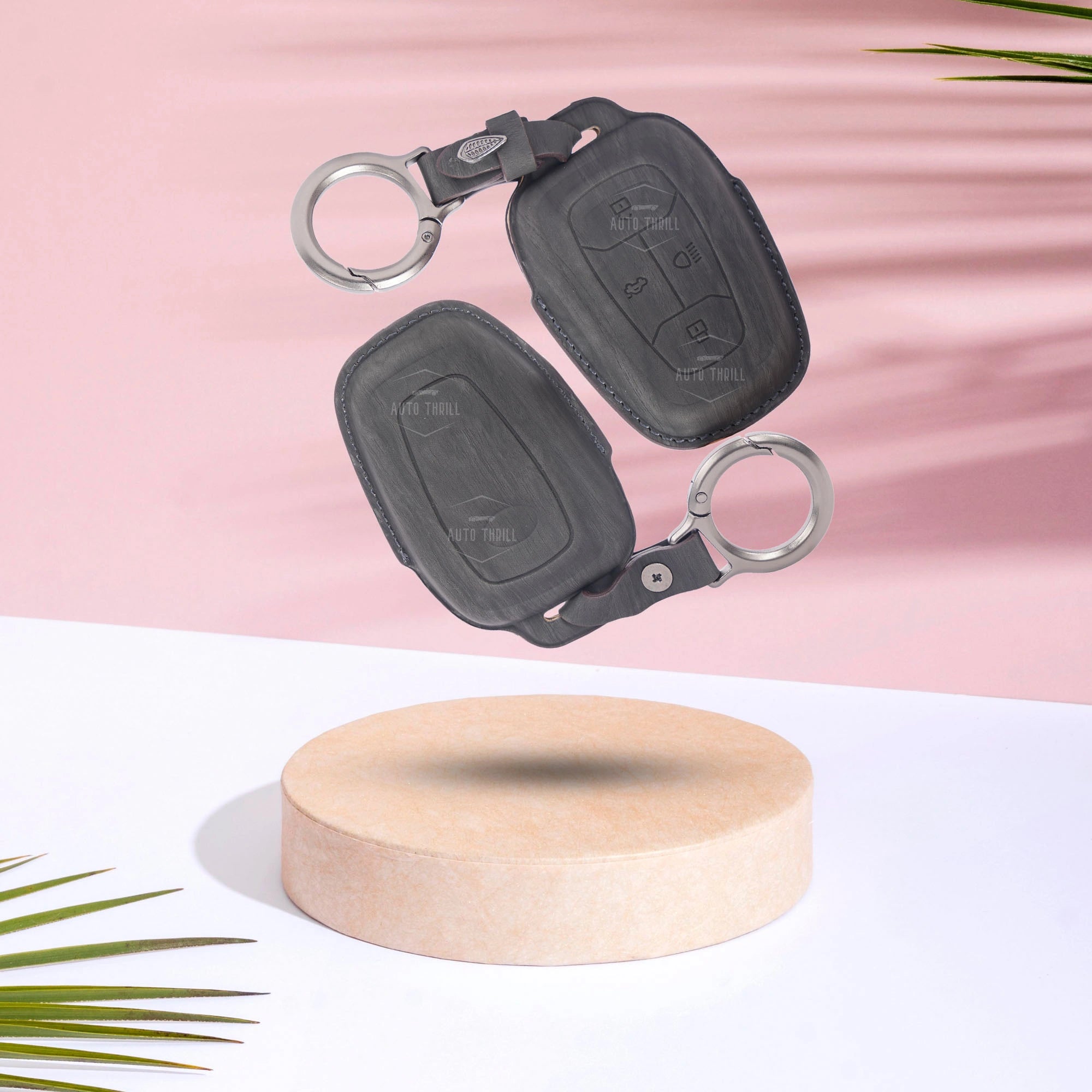 Premium leather key cover for Tata smart key display image