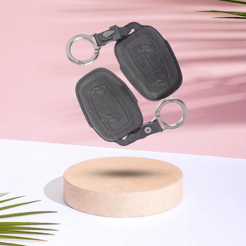 Premium leather key cover for Tata smart key display image