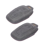 Premium leather key cover for Tata 4 button smart key front and back view