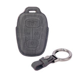 Tata leather key cover with metal keychain for 4 button smart key