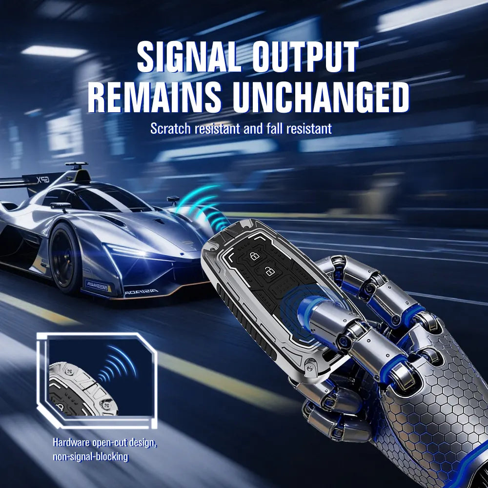 Luxury smart key protector with non signal blocking structure and durable alloy frame