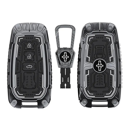 Premium alloy smart key cover with rugged metallic finish and full body scratch resistant protection