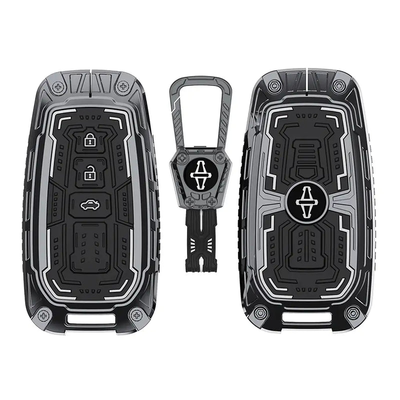 Premium alloy smart key cover with rugged metallic finish and full body scratch resistant protection
